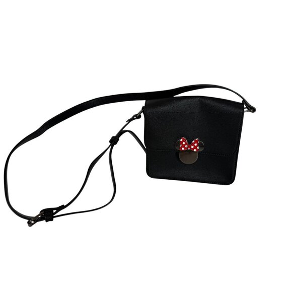 Disney Minnie Mouse Black Crossbody Bag With Adjustable Strap & Polka Dot Bow De - Picture 2 of 12